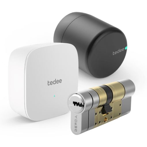 Tedee PRO+BOMBILLO+BRIDGE Cerradura inteligente Tedee PRO Black + Cilindro Doble Embrague