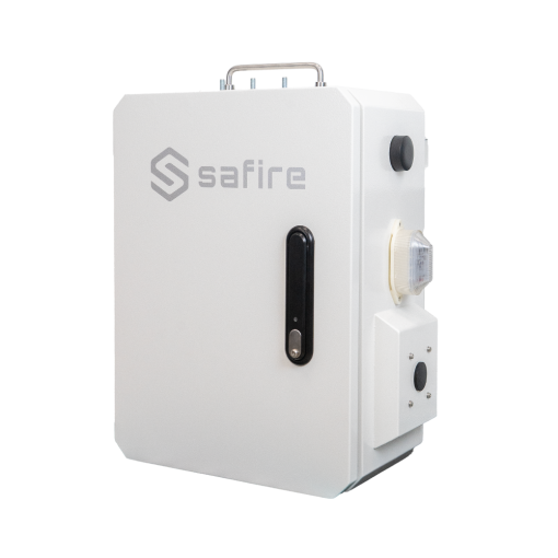 Safire SF-BOX5038DUAL8POE-UPS Smartbox metalica IP66 Dual Solar y 220V AC – Cerradura electronica con Bluetooth – Batería de