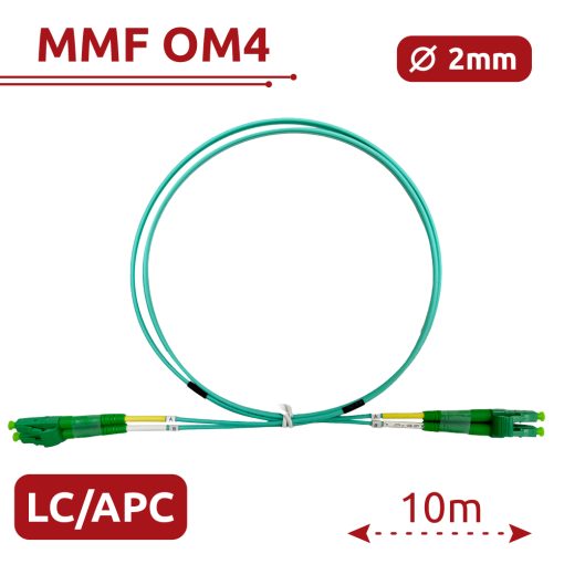 Safire SF-LC-APC-LC-APC-OM4-DX-10M-A Cable de conexión de fibra óptica Fibra multimodo