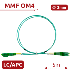 Safire SF-LC-APC-LC-APC-OM4-DX-5M-A Cable de conexión de fibra óptica Fibra multimodo OM4
