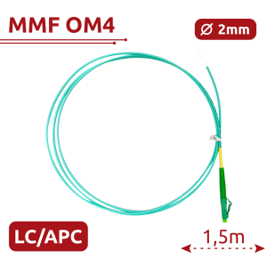 Safire SF-LC-APC-OM4-0015M-D20-A Pigtail de fibra óptica simplex Fibra multimodo OM4