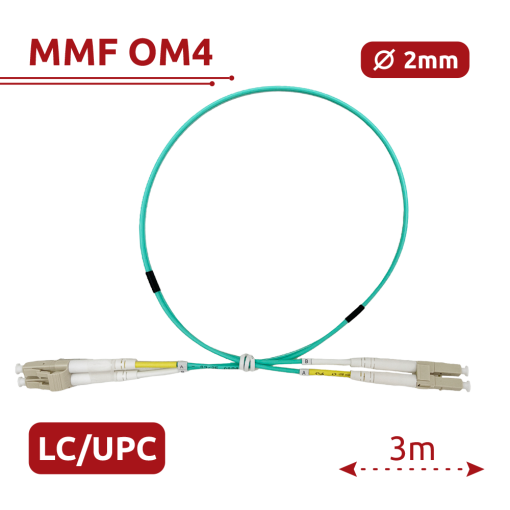 Safire SF-LC-UPC-LC-UPC-OM4-DX-3M-A Cable de conexión de fibra óptica Fibra multimodo OM4