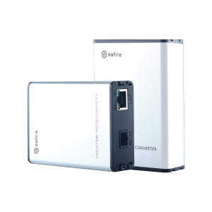 Safire SF-MC1GE-SC-3KM Safire Kit (2) conversor de medios industrial - 1x Puerto Ethernet RJ45 - 1x Conector SC