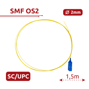 Safire SF-SC-UPC-OS2-0015M-D20-Y Pigtail de fibra óptica simplex Fibra monomodo G657A2