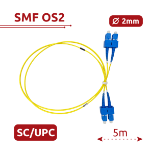 Safire SF-SC-UPC-SC-UPC-OS2-DX-5M-Y Cable de conexión de fibra óptica Fibra monomodo OS2