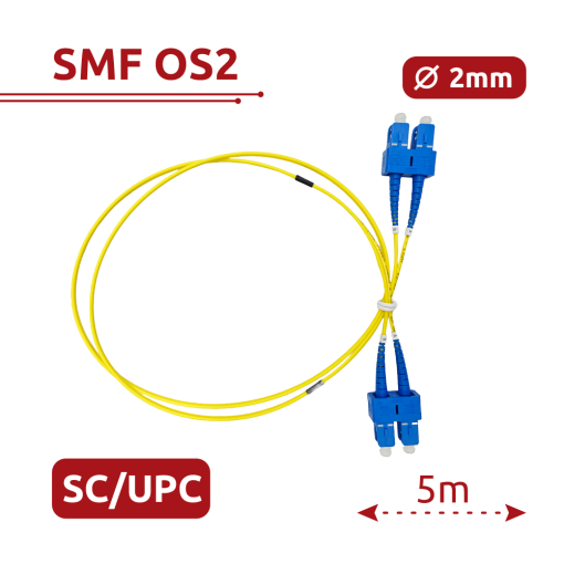 Safire SF-SC-UPC-SC-UPC-OS2-DX-5M-Y Cable de conexión de fibra óptica Fibra monomodo OS2