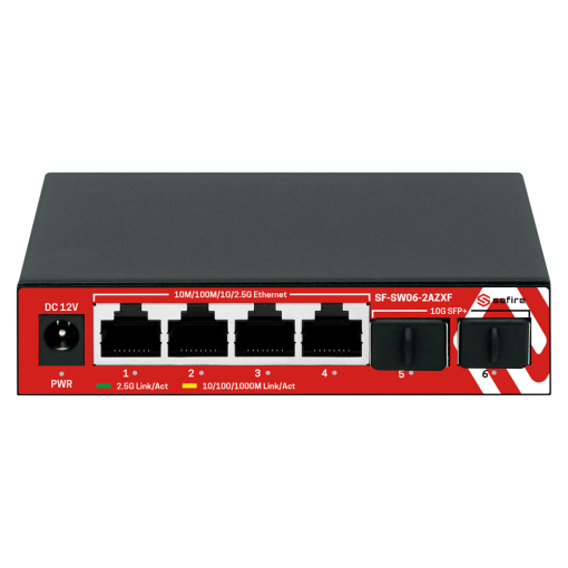 Safire SF-SW06-2AZXF Switch Multigagibit 2,5Gbps 4 puertos + 2 Uplink SFP 10G Velocidad