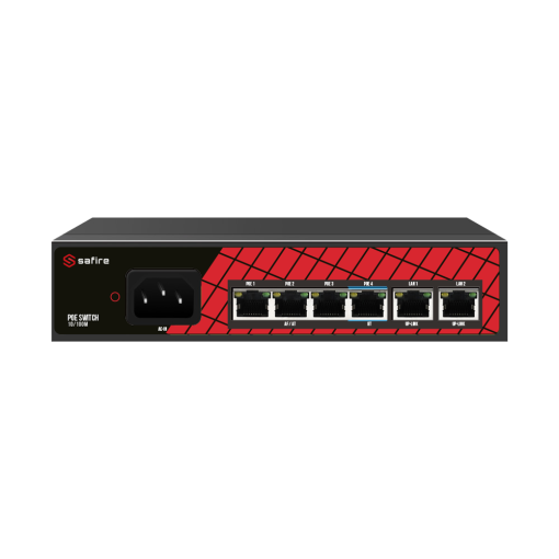 Safire SF-SW0604HIPOE-60 Switch Hi-PoE 4 puertos PoE + 2 Uplink RJ45 Velocidad de puertos
