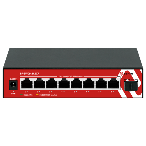 Safire SF-SW09-2AZXF Switch Multigagibit 2,5Gbps 8 puertos + 1 Uplink SFP 10G Velocidad