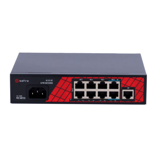 Safire SF-SW0908HIPOE-120 Switch Hi-PoE 8 puertos PoE + 1 Uplink RJ45 Velocidad