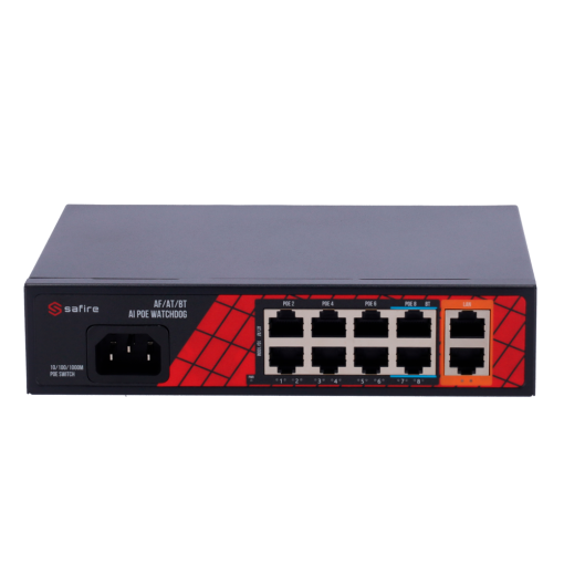 Safire SF-SW1008HIPOE-H-120 Switch Hi-PoE 8 puertos PoE + 2 Uplink RJ45 Hibrido