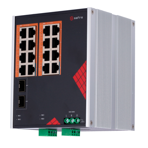 Safire SF-SWI1816HIPOE-GF-AC-260-DIN Switch Industrial Alimentación AC y DC 16 puertos