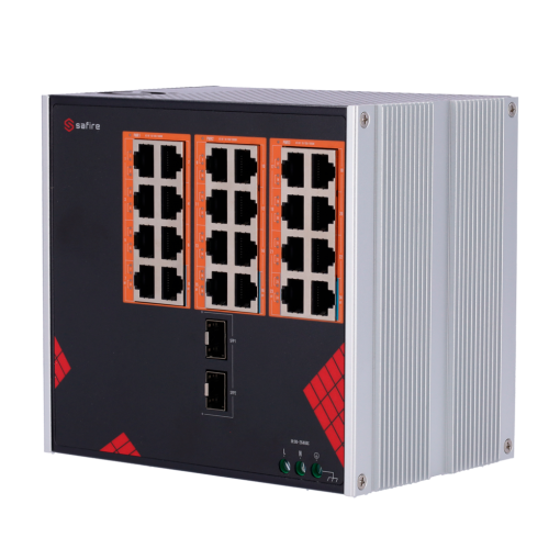 Safire SF-SWI2624HIPOE-GF-AC-390-DIN Switch Industrial Alimentación AC 90~264V 24 puertos