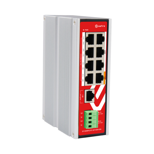 Safire SF-SWI8FE1FE-1BT-80W-DIN Industrial Hi-PoE DIN Switch 8 puertos FE PoE + 1 Uplink
