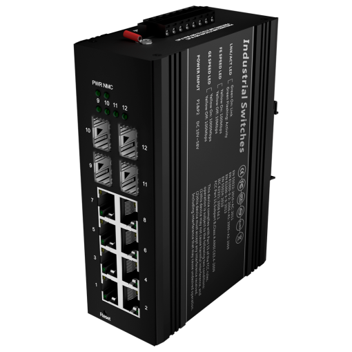OEM SW1208HIPOE-MGF-240-DIN Switch PoE Marca Blanca – Montaje en carril DIN 8 Puertos