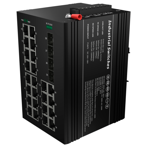 OEM SW2624HIPOE-MGF-360-DIN Switch PoE Marca Blanca – Montaje en carril DIN 24 Puertos