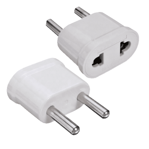 Marca Blanca USA-EU-ADAPTER-W Adaptador – Enchufe Tipo A (USA) a Enchufe Tipo F (EU) – Voltaje 250V AC – Corriente Máxima de