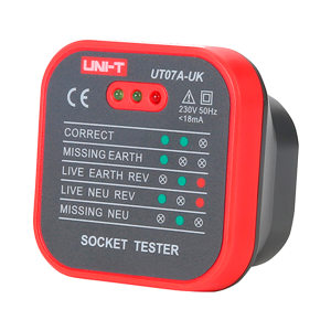 Uni-T UT07A-UK Tester de tomas eléctricas UK - Verificación de errores de cableado - Sencillo de usar -