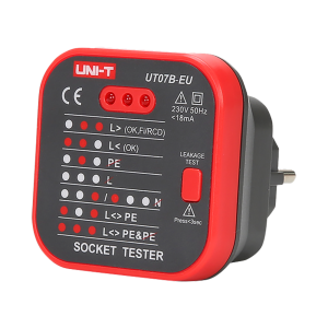 Uni-T UT07B-EU Tester de tomas eléctricas EU - Verificación de errores de cableado - Test de posibles fugas -