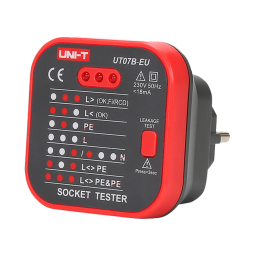 Uni-T UT07B-EU Tester de tomas eléctricas EU – Verificación de errores de cableado – Test de posibles fugas –