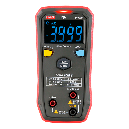 Uni-T UT123D Multímetro digital de bolsillo – Medición de voltaje en DC y AC hasta 600V – Medición de