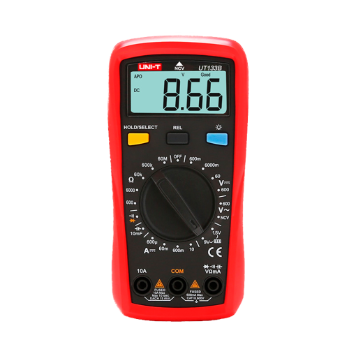 Uni-T UT133B Multímetro digital de mano – Medición de voltaje en DC y AC hasta 600V – Medición de