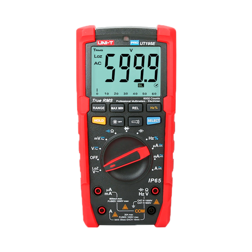 Uni-T UT195E Multímetro digital industrial True RMS – IP65 y resistente a caídas de 2 m – Medición DC y AC