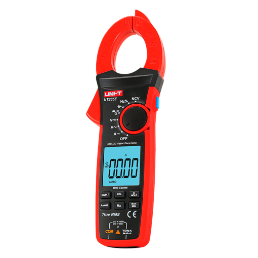Uni-T UT205E Pinza amperimétrica LCD – Medición en DC hasta 1000V – Medición en AC hasta 1000V y 1000A –