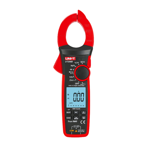 Uni-T UT206B Pinza amperimétrica LCD – Medición en DC hasta 1000V – Medición en AC hasta 1000V y 1000A –