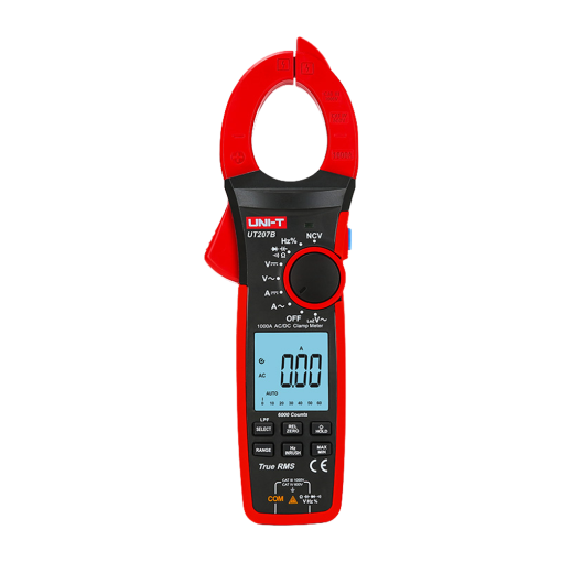 Uni-T UT207B Pinza amperimétrica LCD – Medición en DC hasta 1000V y 1000A – Medición en AC hasta 1000V y