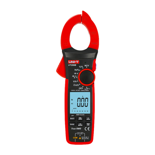 Uni-T UT208B Pinza amperimétrica LCD – Medición en DC hasta 1000V y 1000A – Medición en AC hasta 1000V y