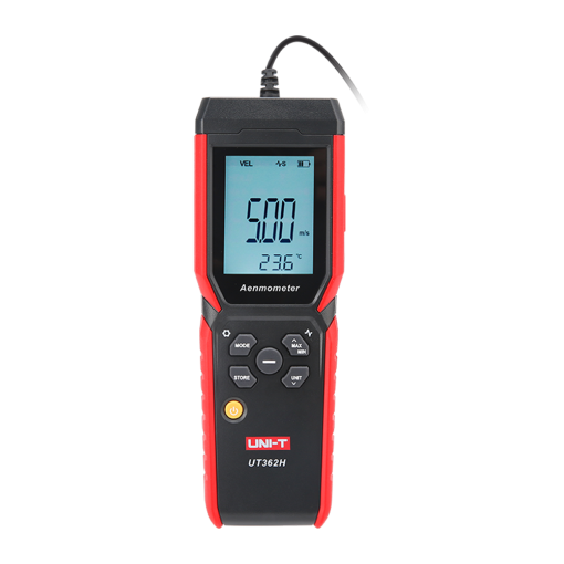 Uni-T UT362H Anemómetro de hilo caliente – Mide velocidad, temperatura y caudal de aire – Sonda fina y