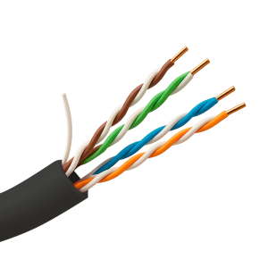 Safire UTP5E-100-OUTDOOR Cable UTP - Categoría 5E - Rollo de 100 metros - Cubierta color negro - Diámetro 5.5 mm -