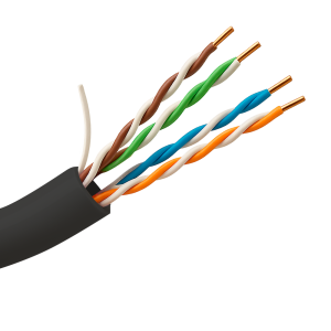 Marca Blanca UTP5E-305-OUTDOOR Cable UTP Categoría 5E - Conductor CCA 24AWG - Rollo de 305 metros - Cubierta color negro -