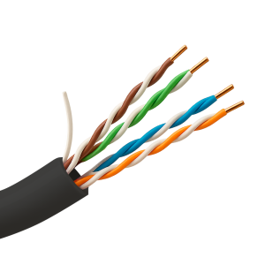 Marca Blanca UV-UTP5E-305-OUTDOOR Cable UTP Categoría 5E - Conductor CCA 24AWG - Rollo de 305 metros - Cubierta color negro -