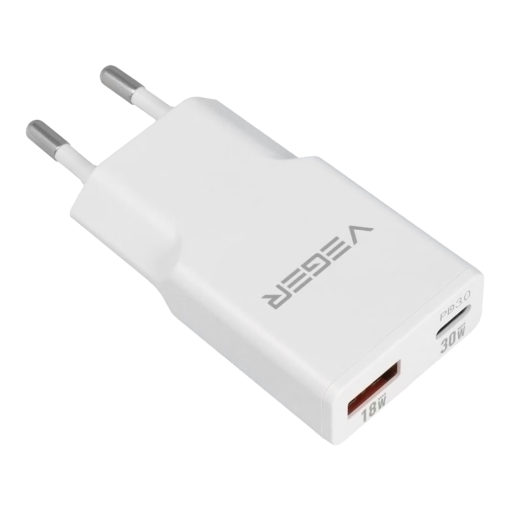 Veger VG-30W1A1C Cargador USB QC3.0 / PD3.0 Potencia 30W Carga 2 dispositivos a la vez