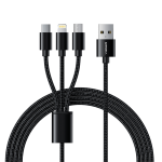 Veger VG-V303 Cable USB 3 en 1 USB-A a USB-C, Lightning y Micro-USB Cubierta de metal