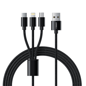 Veger VG-V303 Cable USB 3 en 1 USB-A a USB-C, Lightning y Micro-USB Cubierta de metal