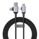 Veger VG-V313 Cable USB 2.0 4 en 1 USB-A / USB-C a USB-C / Lightning Conector de aleación