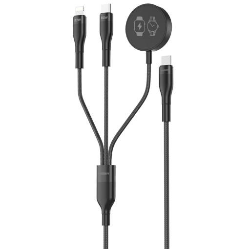 Veger VG-V730 Cable USB 2.0 3 en 1 USB-C a USB-C, Lightning y Smartwatch Cubierta