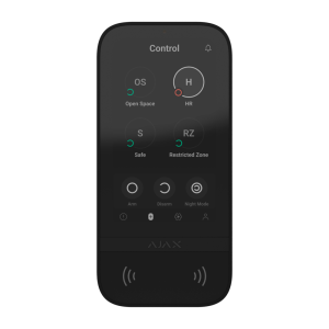 Ajax AJ-KEYPADTOUCHSCREEN-B Teclado con pantalla táctil y RFID - Grado 2 - Inalámbrico 868 MHz Jeweller - Armado/desarmado