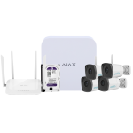Ajax AJ-NVRKIT108B-2W Kit de videovigilancia Ajax - Grabador Ajax de 8 canales - 4 cámaras bullet WiFi de 2 Mpx