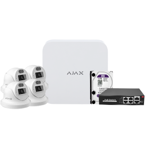 Ajax AJ-NVRKIT108T-4 Kit de videovigilancia Ajax - Grabador Ajax de 8 canales - 4 cámaras turret de 4 Mpx Safire
