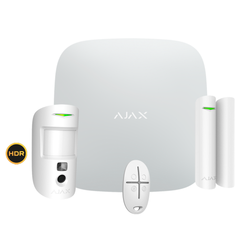 Ajax AJ-STARTERKITPLUS-CAM-HDR-W Kit de alarma profesional - Certificado Grado 2 - Comunicación Ethernet / Wi-Fi / dual SIM 4G