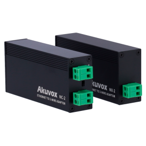 Akuvox AK-NX-2 Kit conversor IP a 2 hilos - 1 grupo de 2 hilos - 1 grupo TCP/IP con RJ45 | Entrada y salida