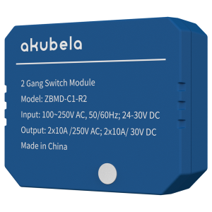Akuvox AK-ZBMD-C1-R2 Relé inteligente de 2 líneas - ZigBee 3.0 - Carga máxima 10 A por línea - Alimentación 100-250
