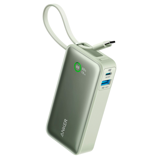 Anker ANK-1259-G Anker Power Bank con pantalla LCDCapacidad 10000mAh | Color verdeEntradas cable integrado
