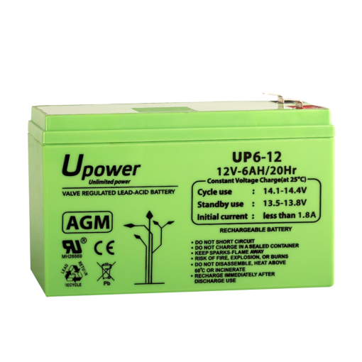Marca Blanca BATT-1260-U Batería recargable Upower - Tecnología Plomo - Ácido AGM - Tensión 12V - Capacidad 6 Ah - 151