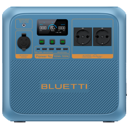 Bluetti BL-PIOONER-NA Estación de energía portátil de SodioGran capacidad 900WhPotencia salida 1500WSalidas y formas