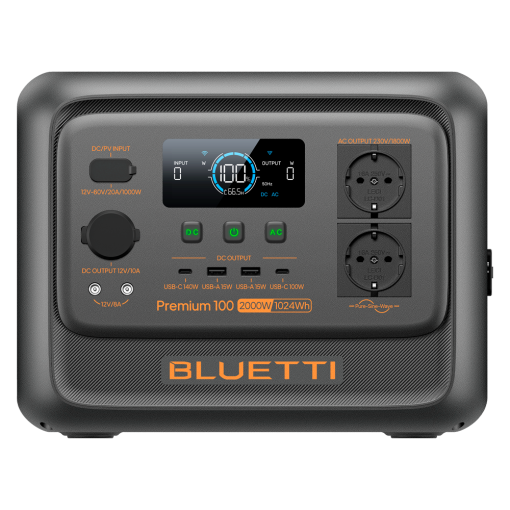 Bluetti BL-PREMIUM-100V2 Estación de energía portátilGran capacidad 1024WhPotencia salida 1800WSalidas y formas de
